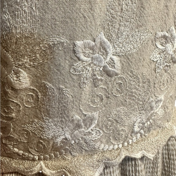 Vintage 80s ANOTHER THYME Size XL Taupe Linen Rayon Blend Maxi Sundress Tie Back - Picture 4 of 8